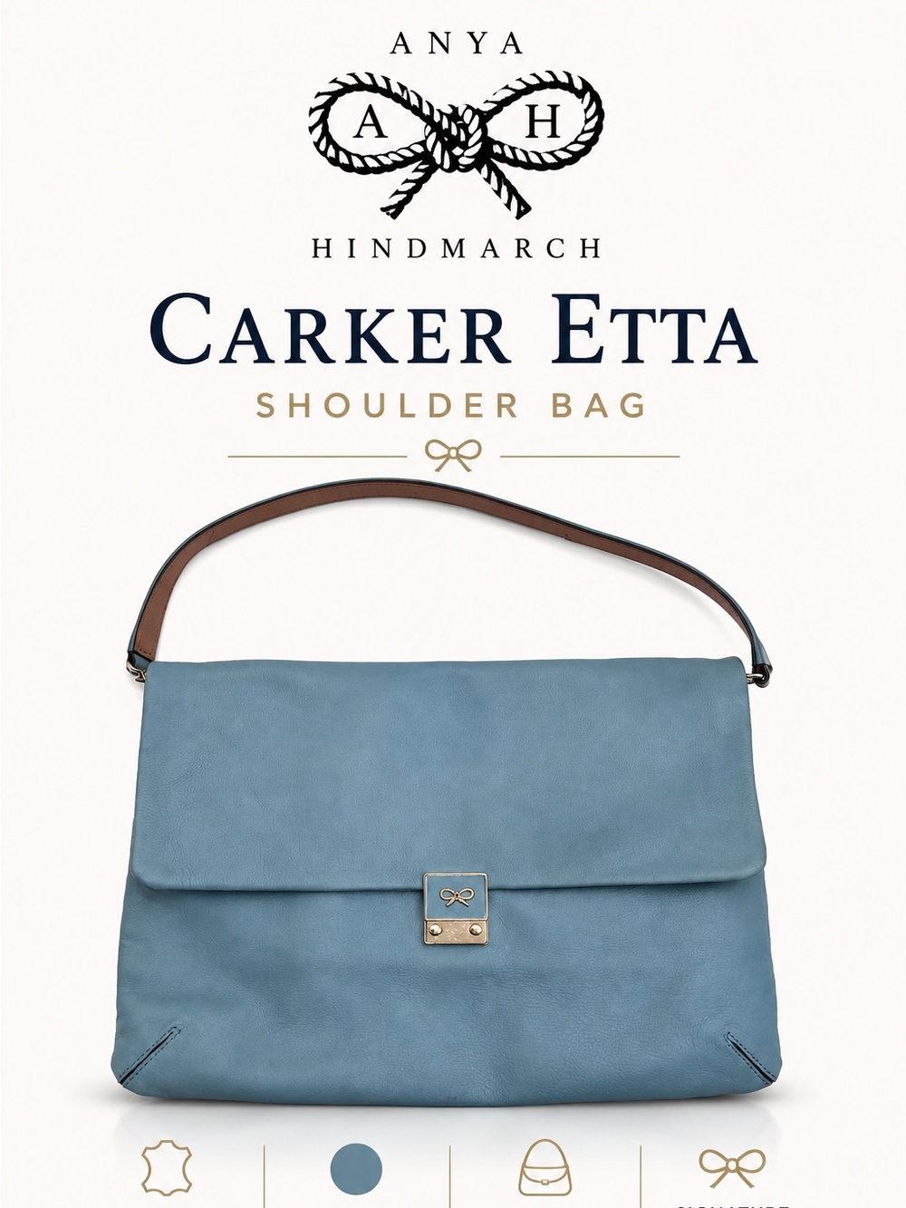 Anya Hindmarch Carker Etta Blue Leather Shoulder Bag
